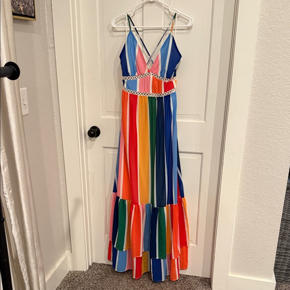 Aura Pink and Orange Striped Dress